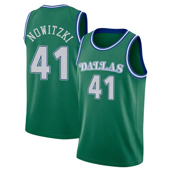 Men's Dirk Nowitzki Dallas Mavericks Nike Swingman Green 2020/21 Hardwood Classics Jersey