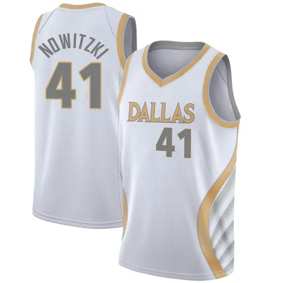 Men's Dirk Nowitzki Dallas Mavericks Nike Swingman White 2020/21 Jersey - City Edition