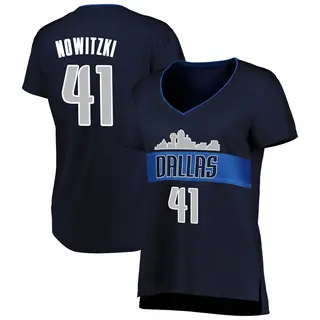 Women's Dirk Nowitzki Dallas Mavericks Fanatics Branded Navy Fast Break Jersey - Statement Edition