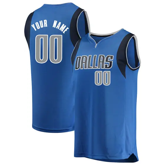 Youth Custom Dallas Mavericks Fanatics Branded Fast Break Blue Jersey - Icon Edition