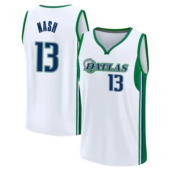 Youth Steve Nash Dallas Mavericks Fanatics Branded Replica White 2021/22 Fast Break City Edition Jersey